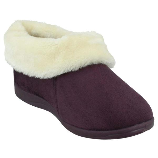 Rose Bank Ladies Rose Bank Memory Foam Velour Bootee Slippers Sharon
