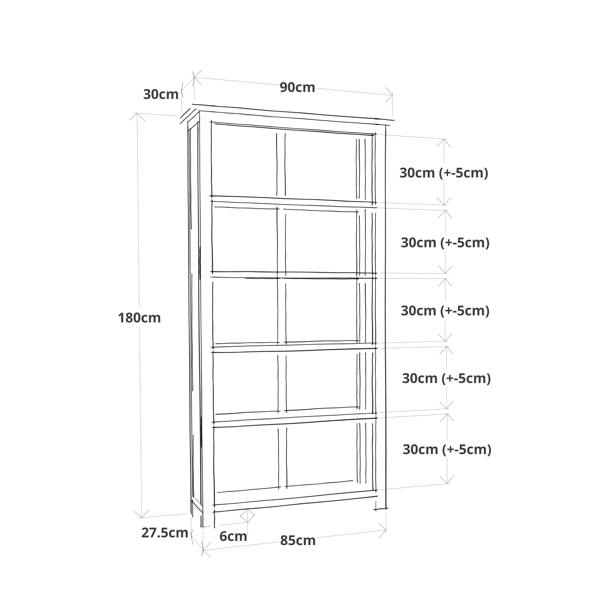 Cabinet Bits Bookcase with plinth 180x90x30cm