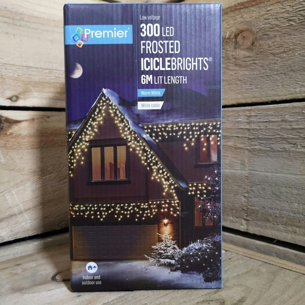 Samuel Alexander 300 LED 7.5m Premier Christmas Outdoor 8 Function Icicle Lights in Warm White