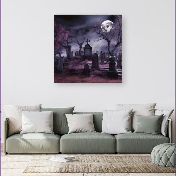 Warren Reed Witchs Moonlit Cemetery Design Canvas