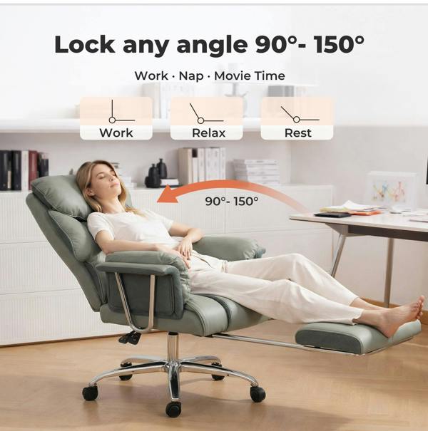 Levede Heavy Duty Executive Office Chair Wide Spring Cushion Recliner with Footrest