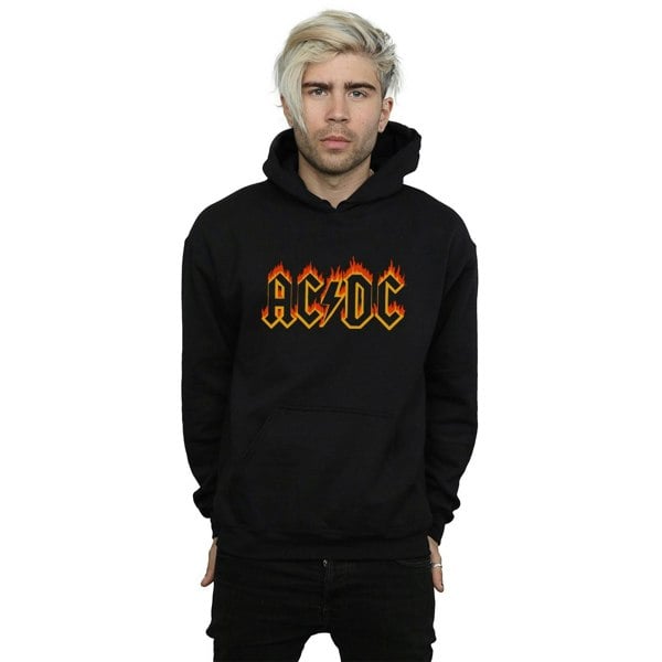 AC/DC Mens Flames Logo Hoodie - Black