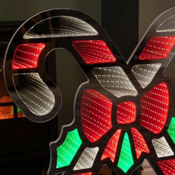 Samuel Alexander 60cm Infinity Light up Candy Canes Display Christmas Decoration with Multi-Coloured LEDs on Base