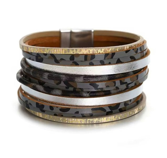 One Of A Kind Club Greys animal print wide leatherette bracelet