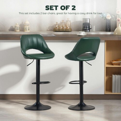 Wyld Haus Nimba Set Of 2 Dark Green Faux Leather Counter Bar Stools
