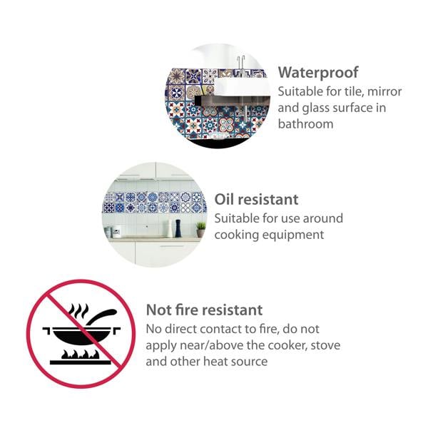 WT1535 - Classic Mediterranean Colourful Mixed Tiles Wall Stickers Set 1 - 15 x 15 cm (6 x 6 inches) - 24 pcs.