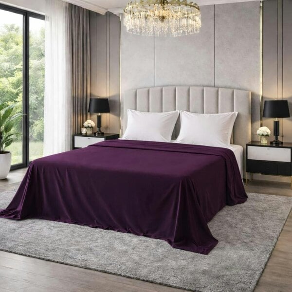 Night Zone Polycotton Flat Sheet – Soft Easy Care Bed Linen for Everyday Use - Plum