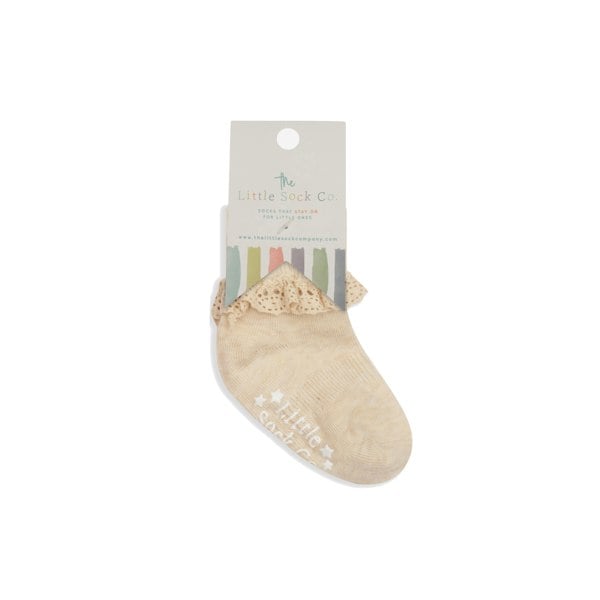 Little Sock Co. Frilly Non-Slip Stay-On Baby and Toddler Socks - Oat