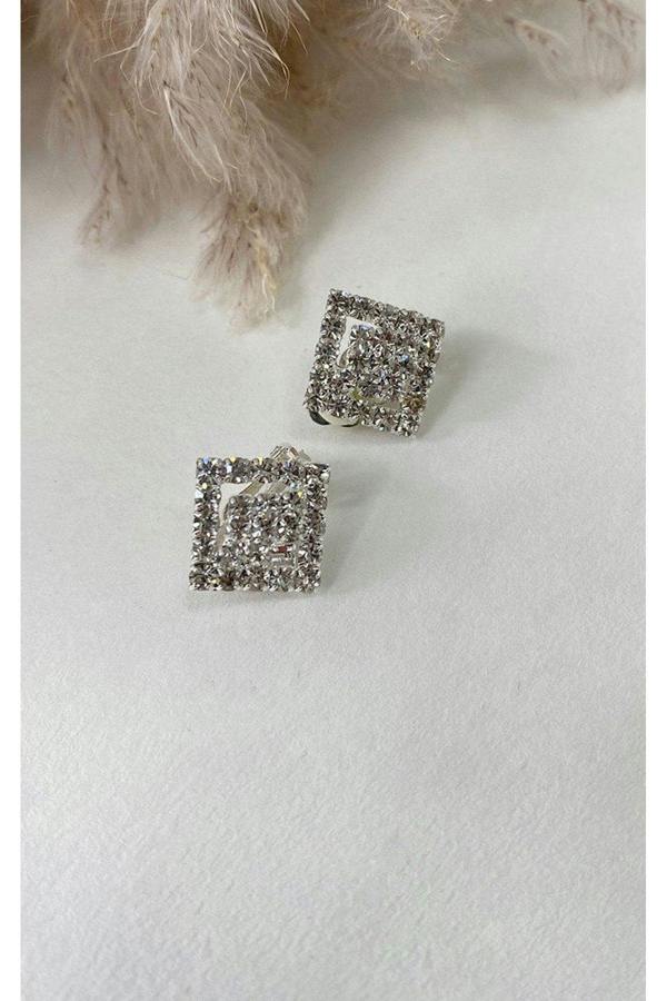 Lilah Embellished Earrings - Silver