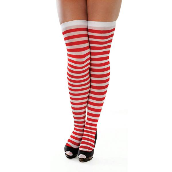 Bristol Novelty Unisex Adults Striped Stockings (Pair) - Red/White - 