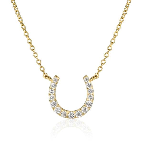 namana Gold Plated Sterling Silver Horse Shoe Pendant Necklace for Women