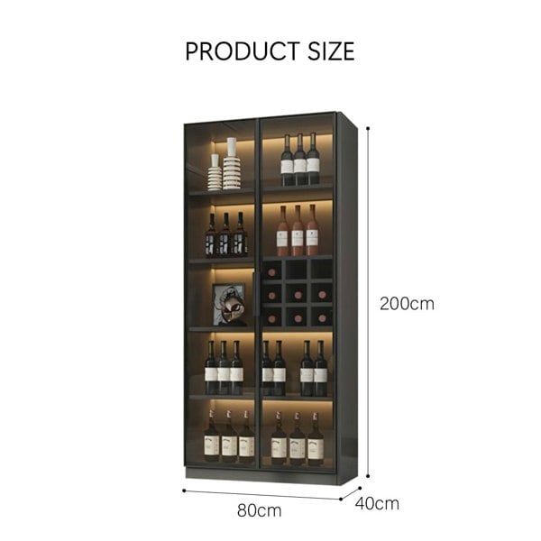 Hampshire I Wine Cabinet, Wine Storage With Glass Doors & Lights with slim bedside cabinets