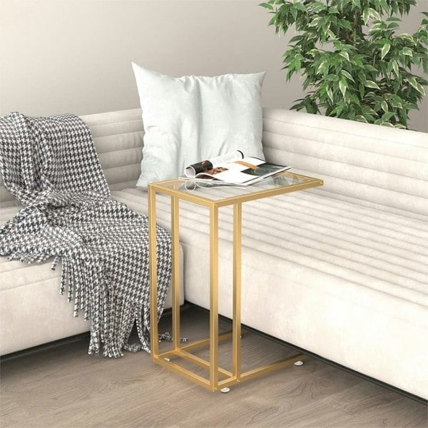 Berkfield Computer Side Table Transparent 50x35x65 cm Tempered Glass