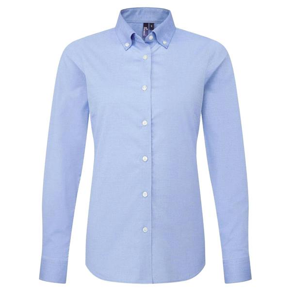 Premier Womens/Ladies Supreme Oxford Long-Sleeved Shirt - Blue Oxford