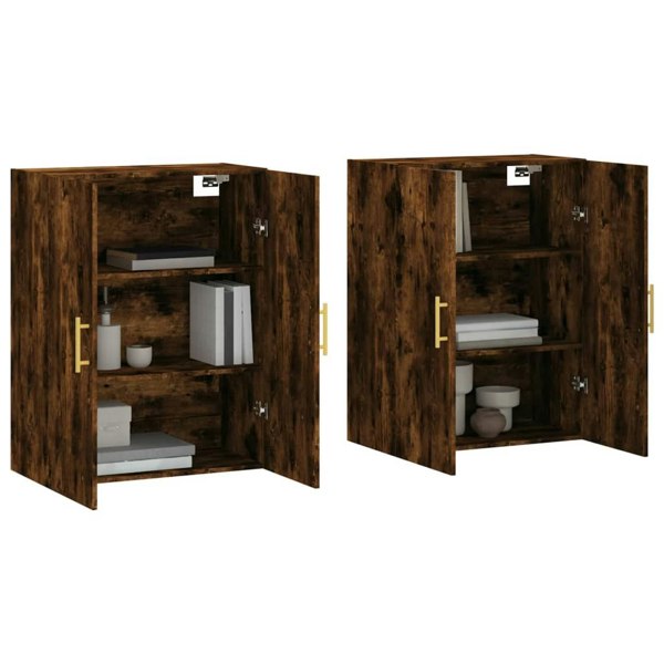 Berkfield Wall Mounted Cabinets 2 pcs Smoked Oak 69.5x34x90 cm