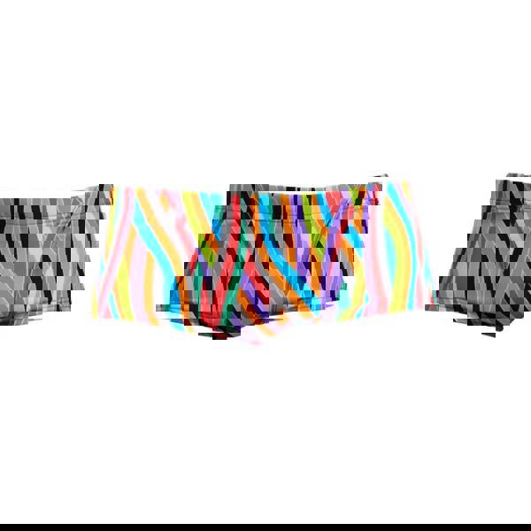 Vibrant Curl Curl swim trunks by Funky Trunks with multicolored striped pattern
