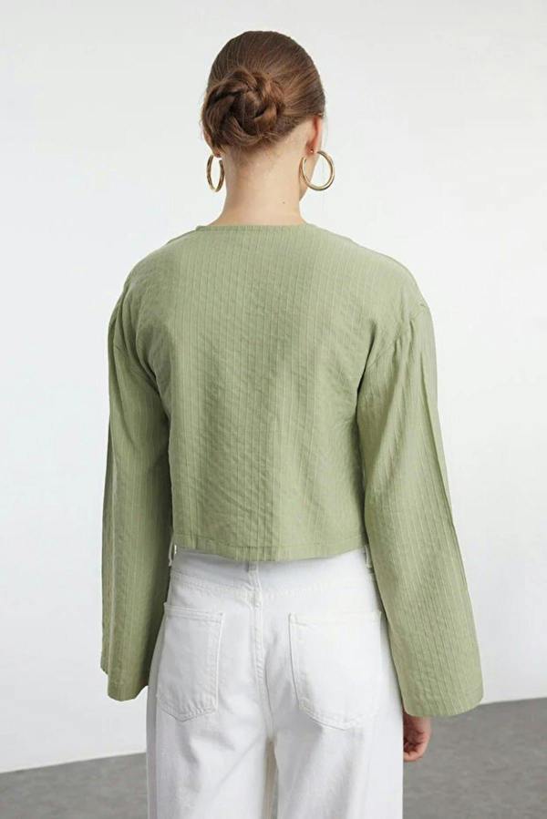 WOVCOR Striped Woven Shirt with Tie Detail
