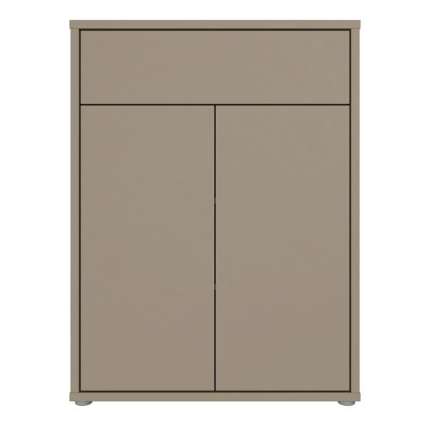 Furniture To Go Alice Springs Compact Shoe Cabinet with 2 Doors Push-to-Open & 1 Drawer Push-to-Open in Taupe