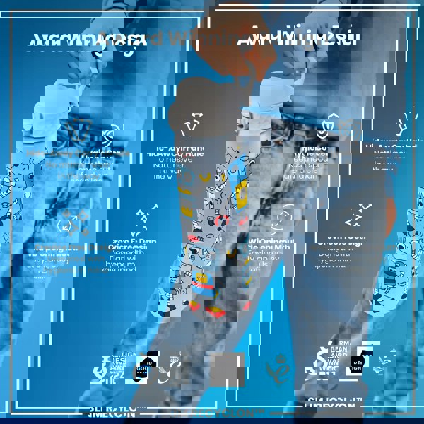 A water bottle, with a handle and robot design, is being held; it features a hide-away handle, crevice-free design, hygiene cover, and wide mouth. The bottle is an award-winning design (German Design Award Winner 2024, Good Design).