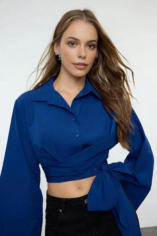 WOVCOR Regular Fit Woven Shirt with Tie Detail