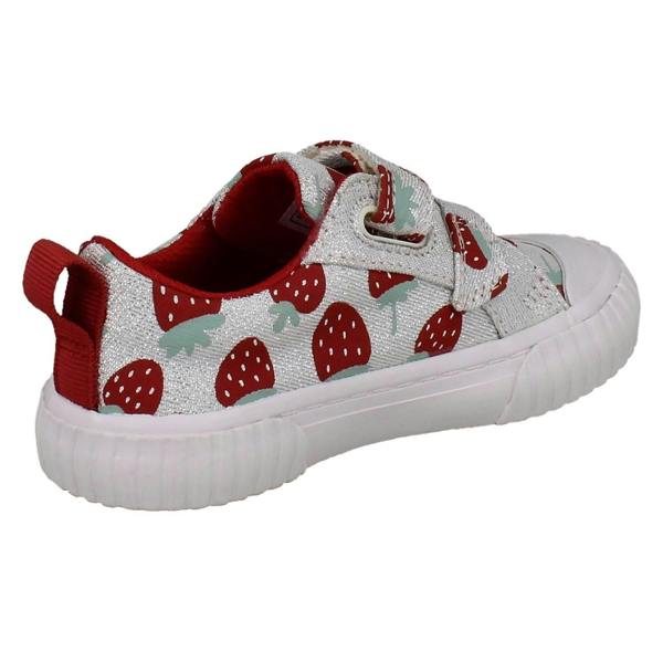 Clarks Girls Clarks Canvas Metallic Strawberry Design Shoes Foxing Fraise
