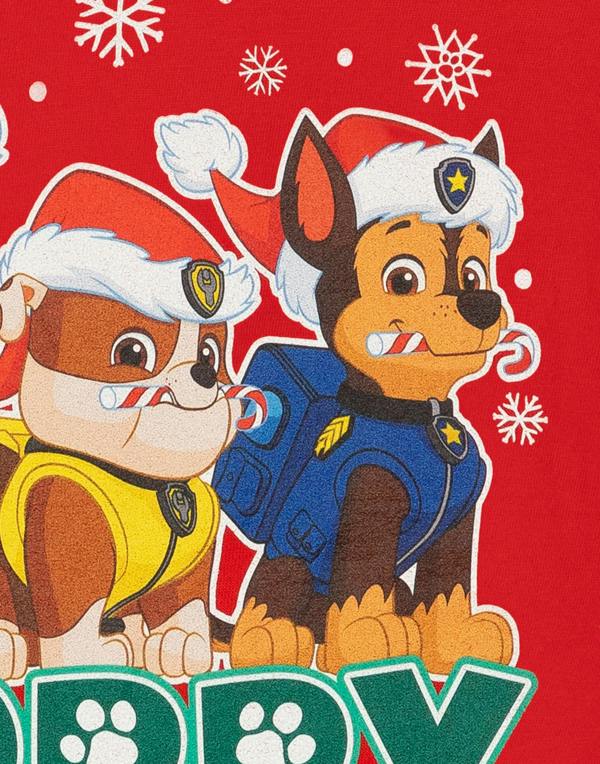 Paw Patrol Boys Red Merry Christmas Short Sleeved T-Shirt