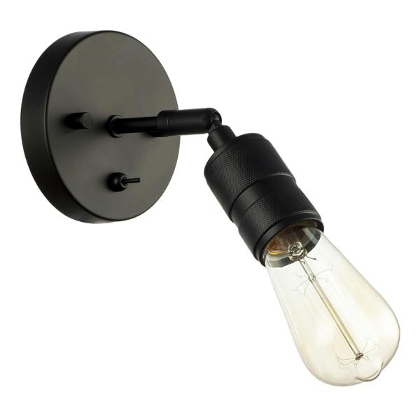 Matte Black Switched Wall Light with Adjustable Knurled Metal Head Image 1