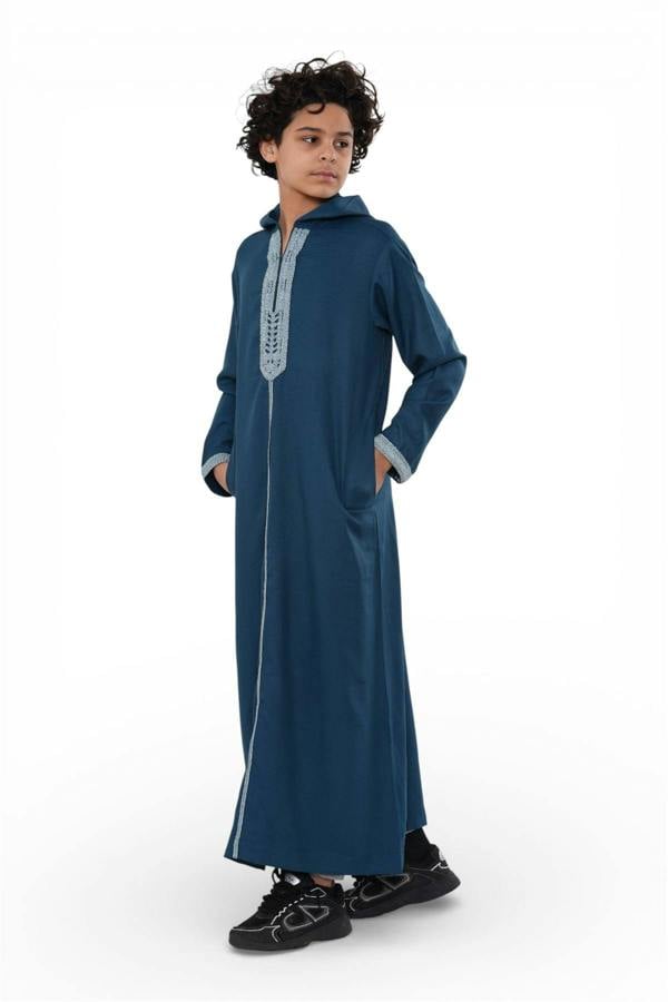 Infinity Leather Kids Boys Eid Hooded Moroccan Thobe Robe Djellaba Ramadan Jubba- K-HM3