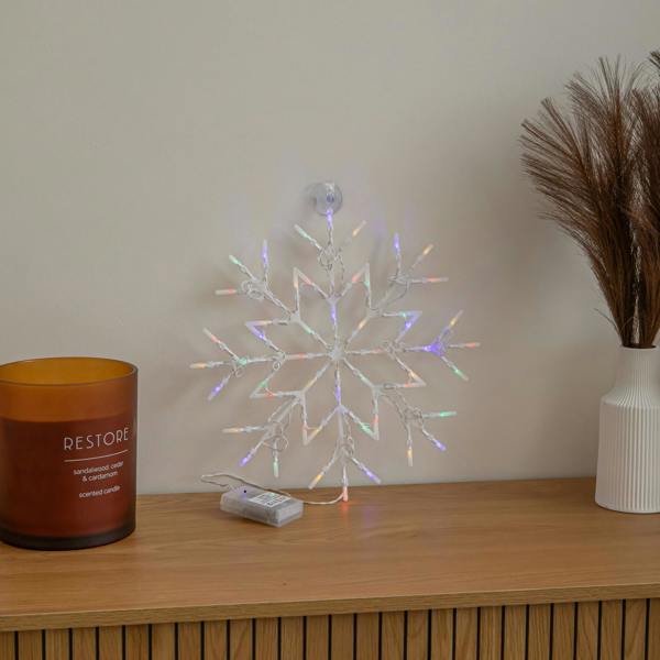 Samuel Alexander 34cm Battery Operated Light up Christmas Snowflake with Multi-Coloured LEDs