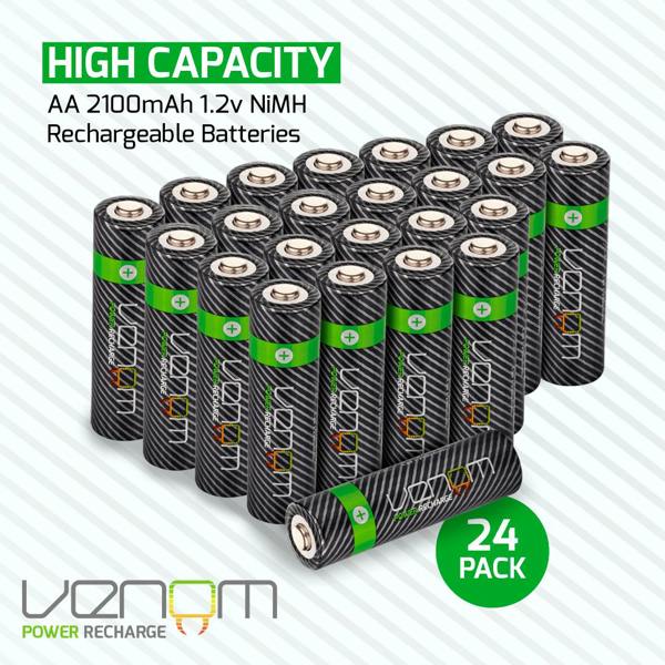 Venom Rechargeable AA Batteries - High Capacity 2100mAh (24-Pack)