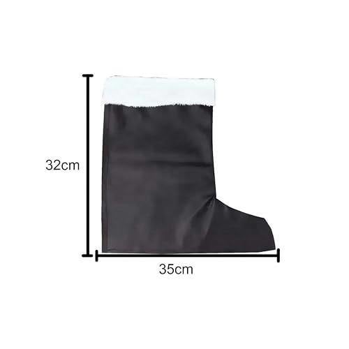 One Size Black Santa Boot Covers with Fur Trim for Christmas Costume Dressing image 6