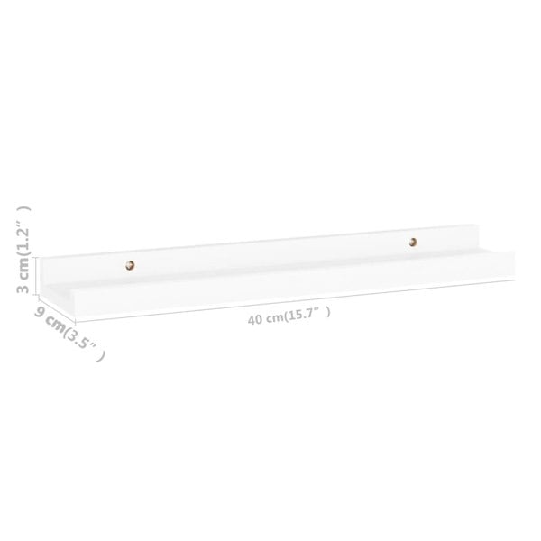 Berkfield Wall Shelves 4 pcs White 40x9x3 cm