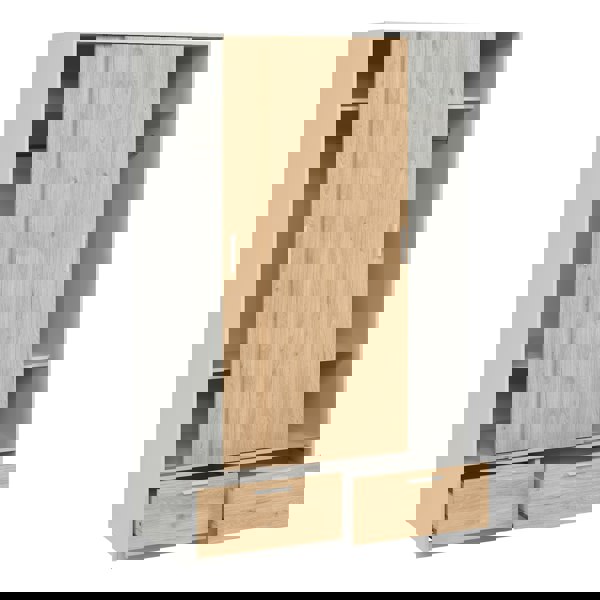 Furniture To Go Line Wardrobe with 2 Doors + 2 Drawers in White and Jackson Hickory Oak