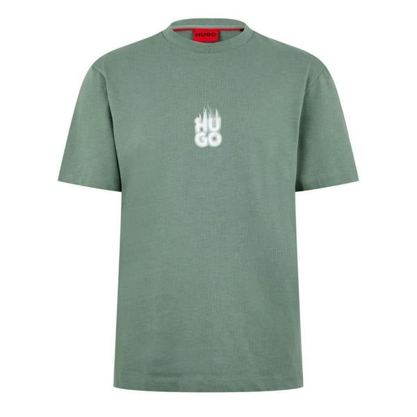 Hugo Mens Flame Logo T-Shirt - Green - 