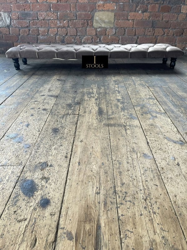 Rectangular Sand Coloured Chesterfield Footstool - ISTOOLS