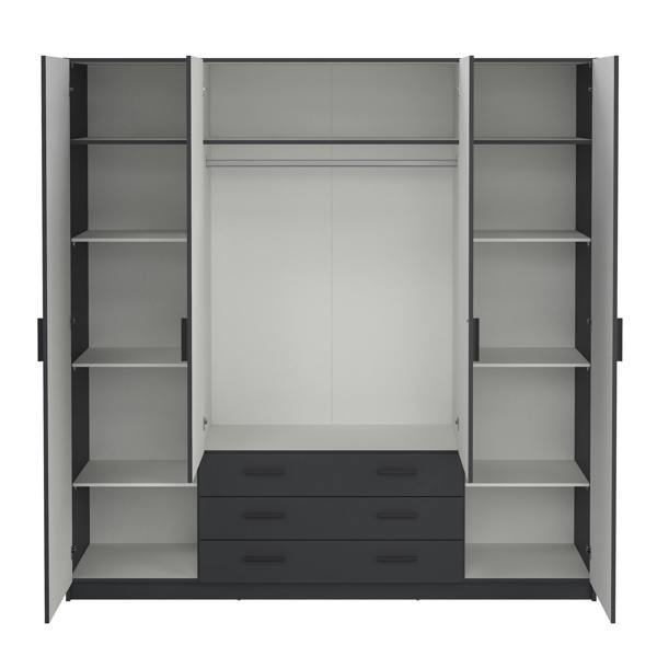 Furniture To Go Sprint Wardrobe with 4 Doors + 3 Drawers in Matt Grey