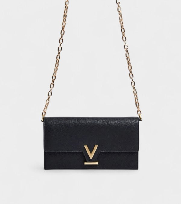 Votch Luella Vegan Bio-Based Bamboo Leather Chain Purse in Black