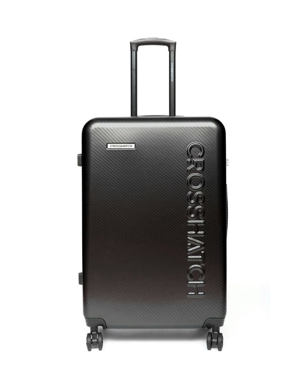 Crosshatch Escapade Embossed Suitcase 3pk Black