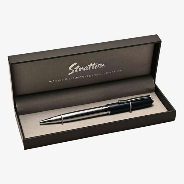 T. H. Baker Stratton Blue & Silver Ballpoint Pen ST2053