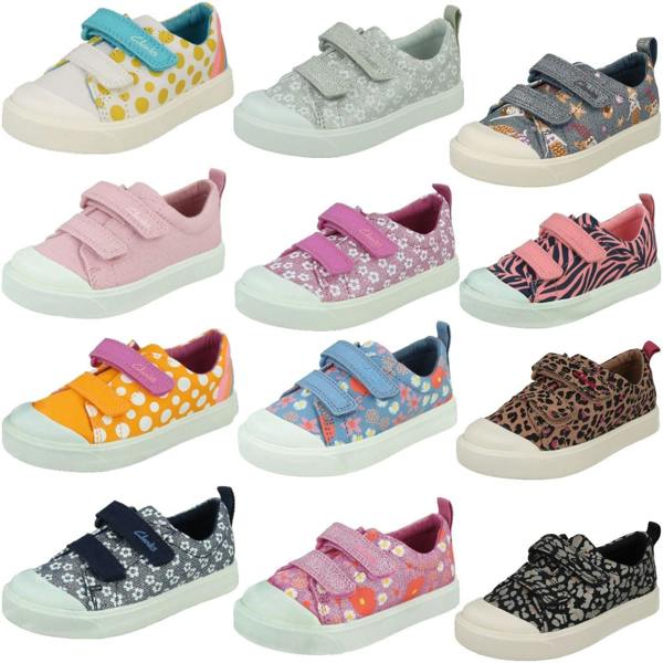 Clarks Girls Clarks Pattern Detailed Canvas Shoes City Bright
