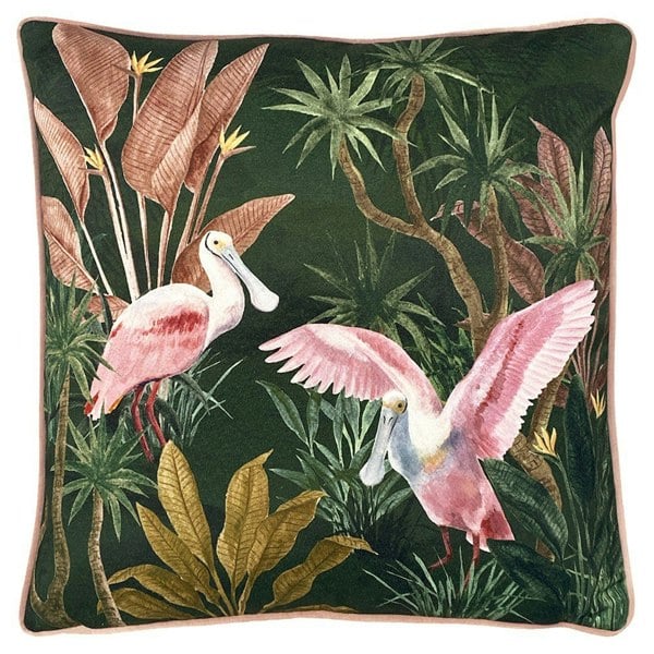 Paoletti Platalea Tropical Cushion Cover - Green/Pink