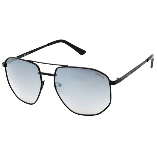 Guess Smoke Mirrored Lens Shiny Black Sunglasses
