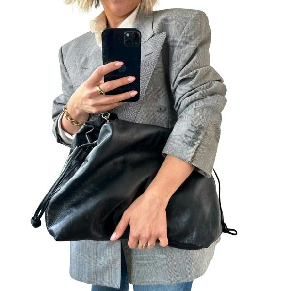 Oversized Drawstring Slouch Tote