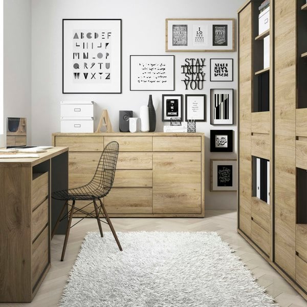 Furniture To Go Shetland Tall Wide 1 Door 4 Drawer Bookcase