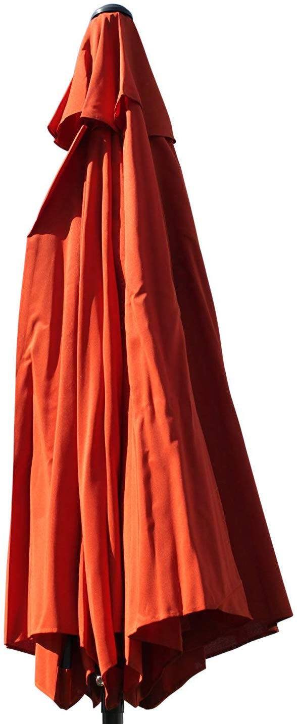 The Garden Marketplace 2.7m Wide Terracotta Garden Parasol Umbrella with Tilt and Crank, 180g Fade Resistant Polyester Canopy with Wind Vent