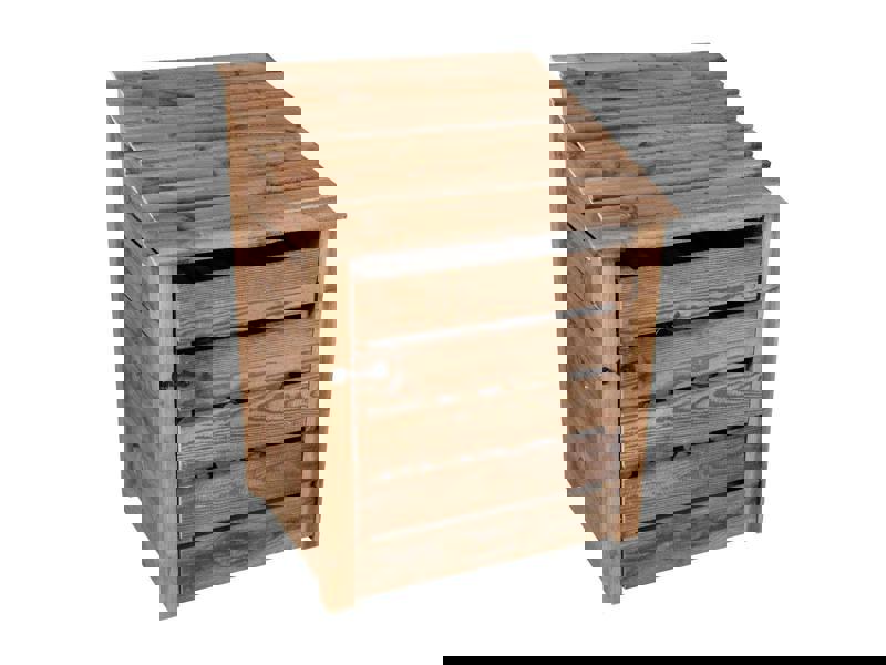 Arbor Garden Solutions Slatted Wooden Log Store with Door W-99cm, H-126cm or 180cm, D-88cm - Brown Finish