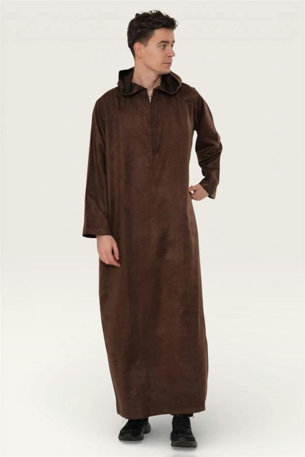 Infinity Leather Men's Hooded Eid Moroccan Jubba Robe Ramadan Eid Thobe - HM12