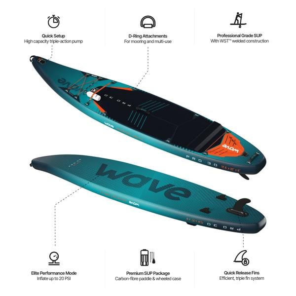 Wave The Pro 3.0 SUP Inflatable Paddleboard - 12'6ft
