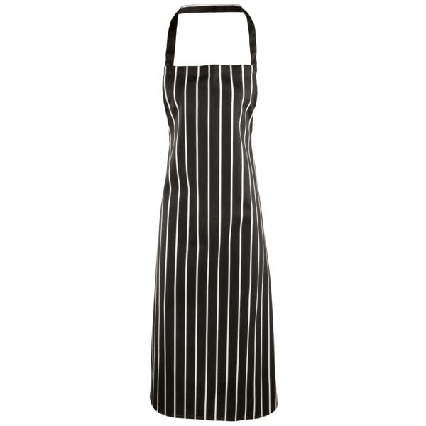 Premier Ladies/Womens Stripe Apron / Workwear (Butchers Style) - Black/White