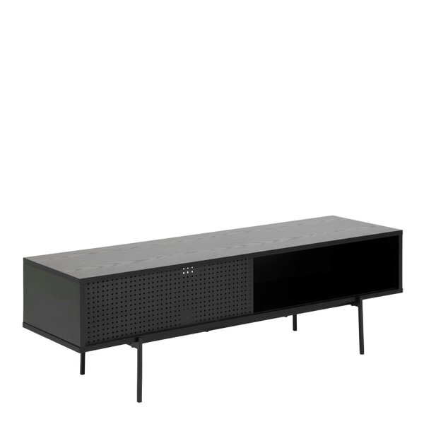 Wyld Haus Cambridge Industrial Black Mesh TV Unit 1 Sliding Door